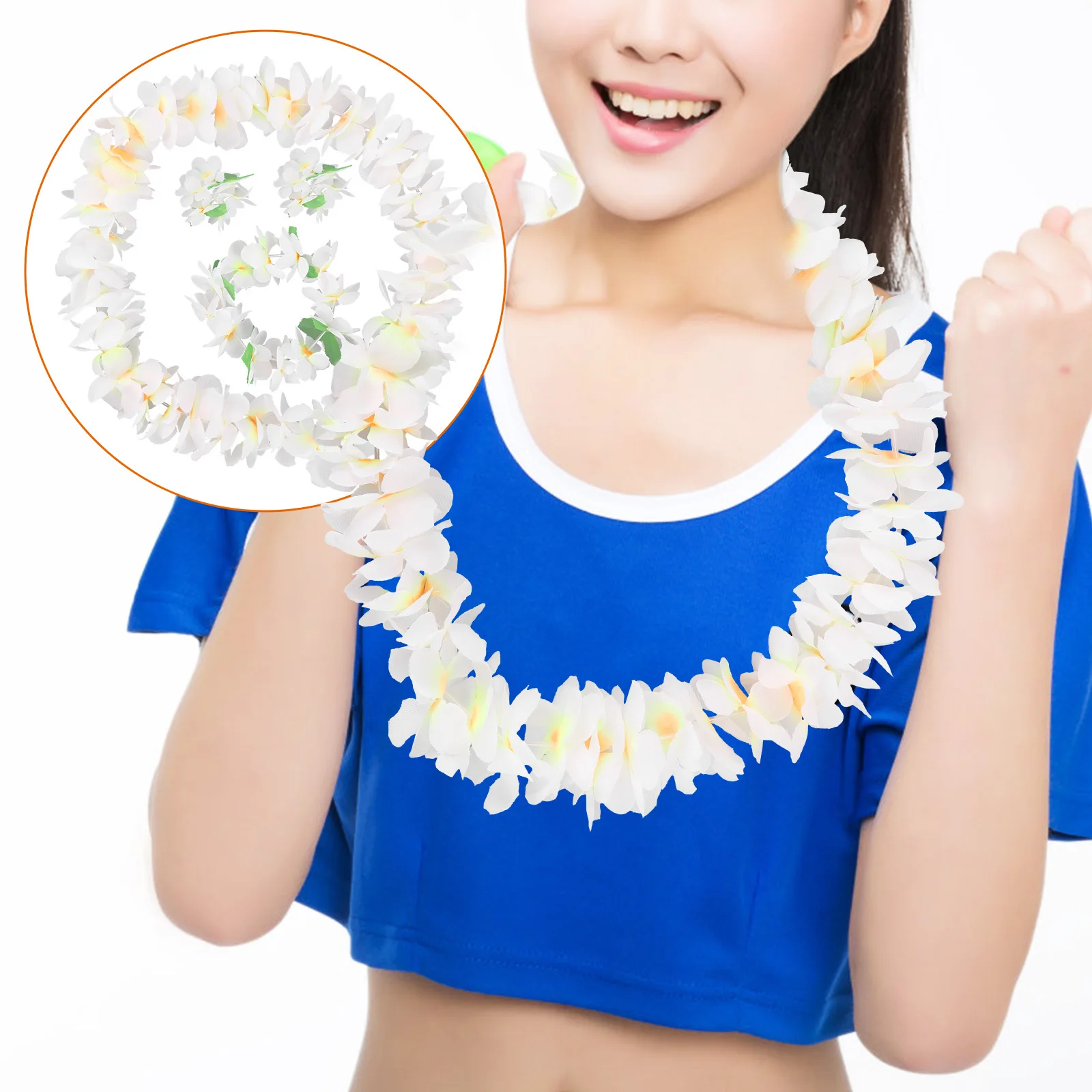 

4Pcs Thick Hawaiian Headpiece Artificial Flower Headband Necklace Bracelet Set Tropical Beach Party Summer Festival