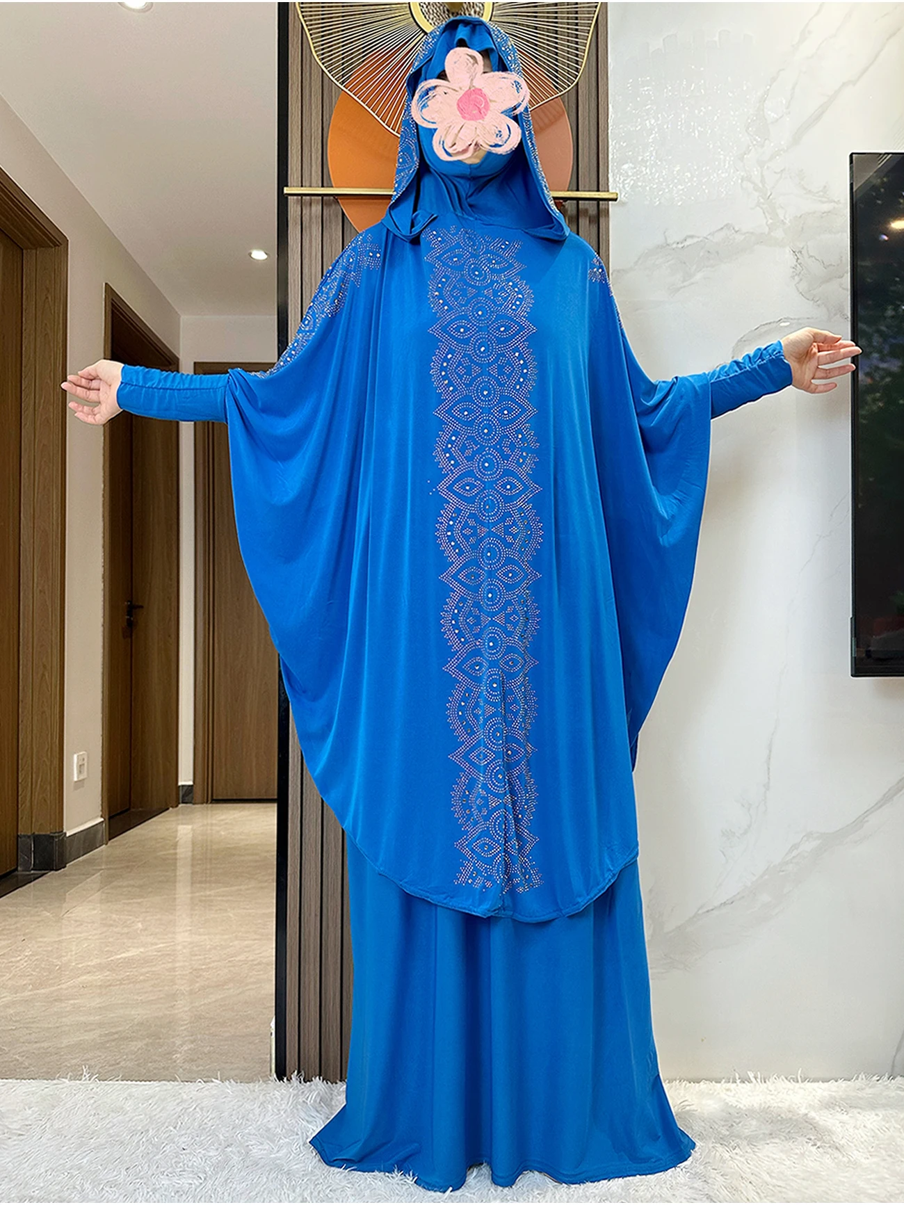 New Dubai Ramadan Muslim Women's Prayer Set Hooded Hijab With the Long Skirt Turkey-African Dubai Islam Lady Cloth Kaftan Abaya