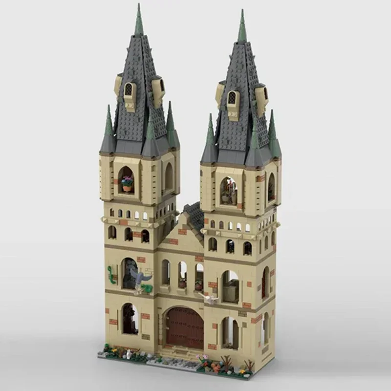 Magical Movie Medieval Castle Model MOC Building Bricks Bell Tower Modular Technology Gifts Holiday Assemble Children Toys Suit