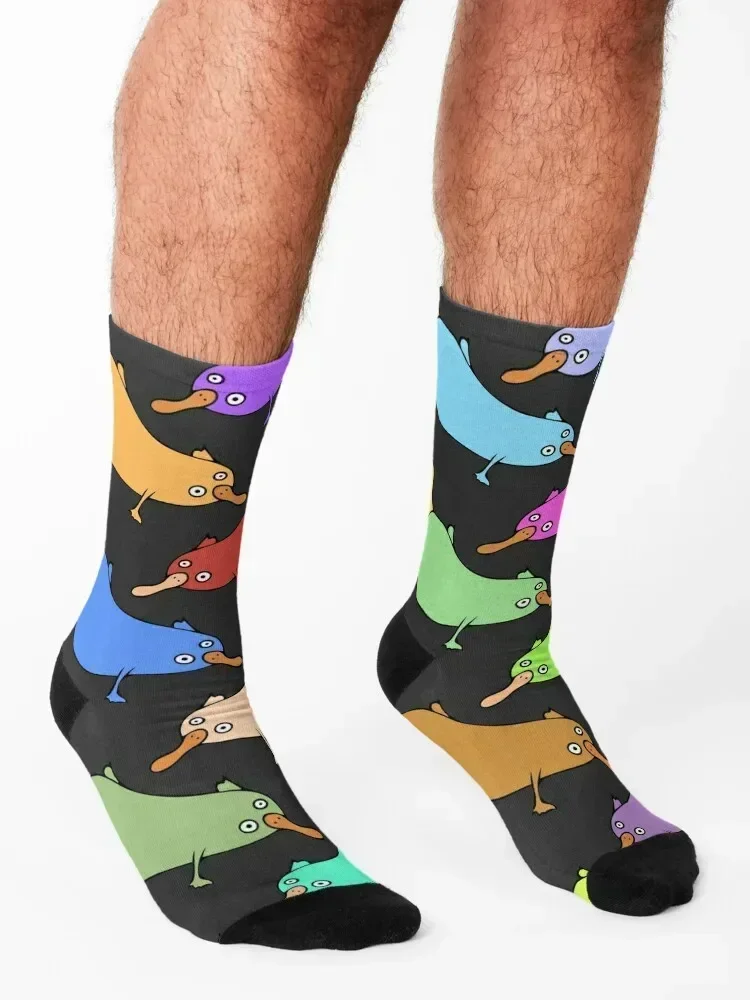 Colorful and Cute Platypus Pattern (black) Socks funny gift luxury cycling sport Socks Ladies Men's