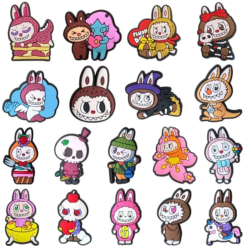 

MINISO Cartoon Cute Labubu Clogs DIY Shoe Flower Decorative Buckles Detachable Soft Rubber Shoe Decorations Shoe clips