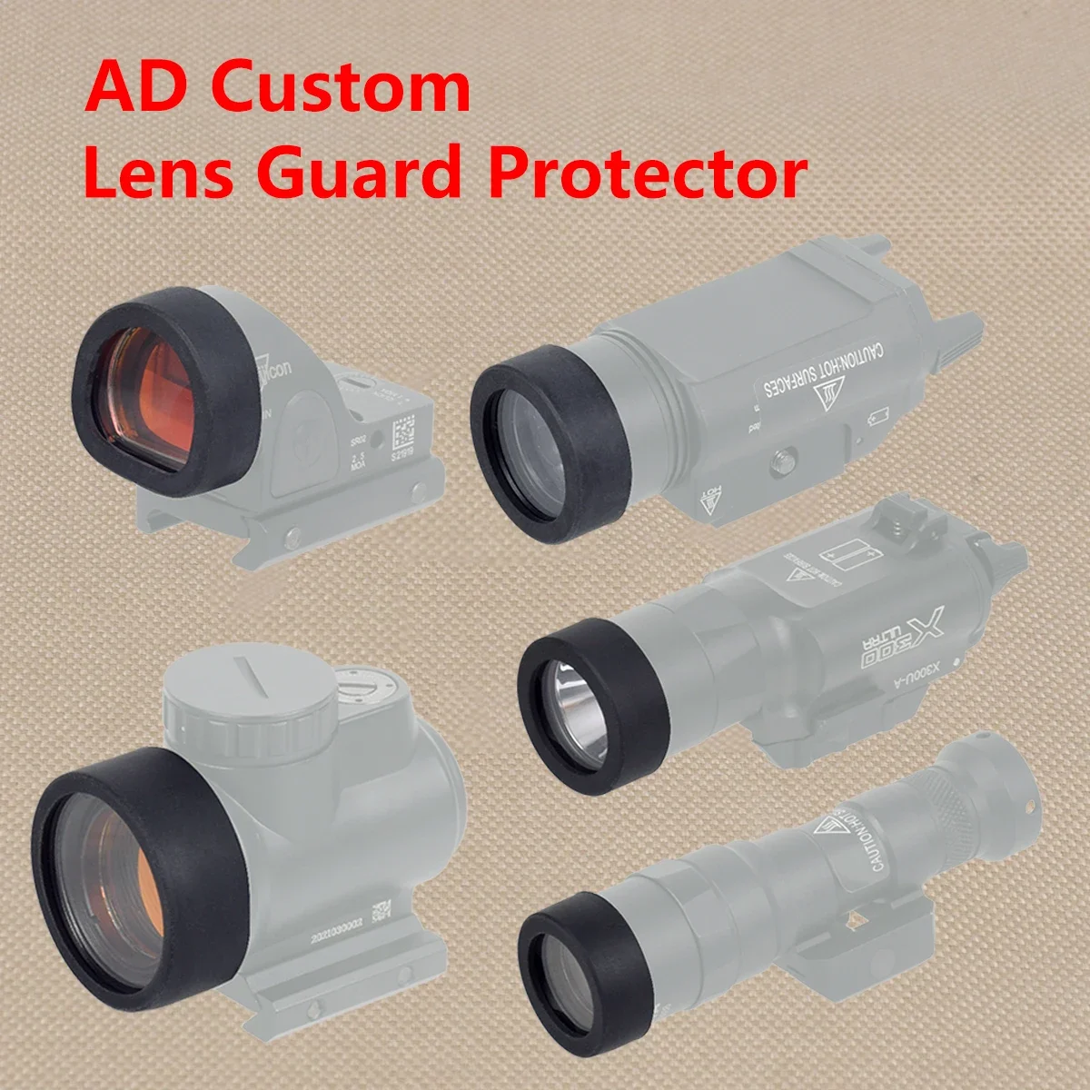 AD Custom Lens Guard Weapon Flashlight Protector For SureFire M300B M600B X300 X400 Trijicon SRO MRO Red Dot Sight Hunting