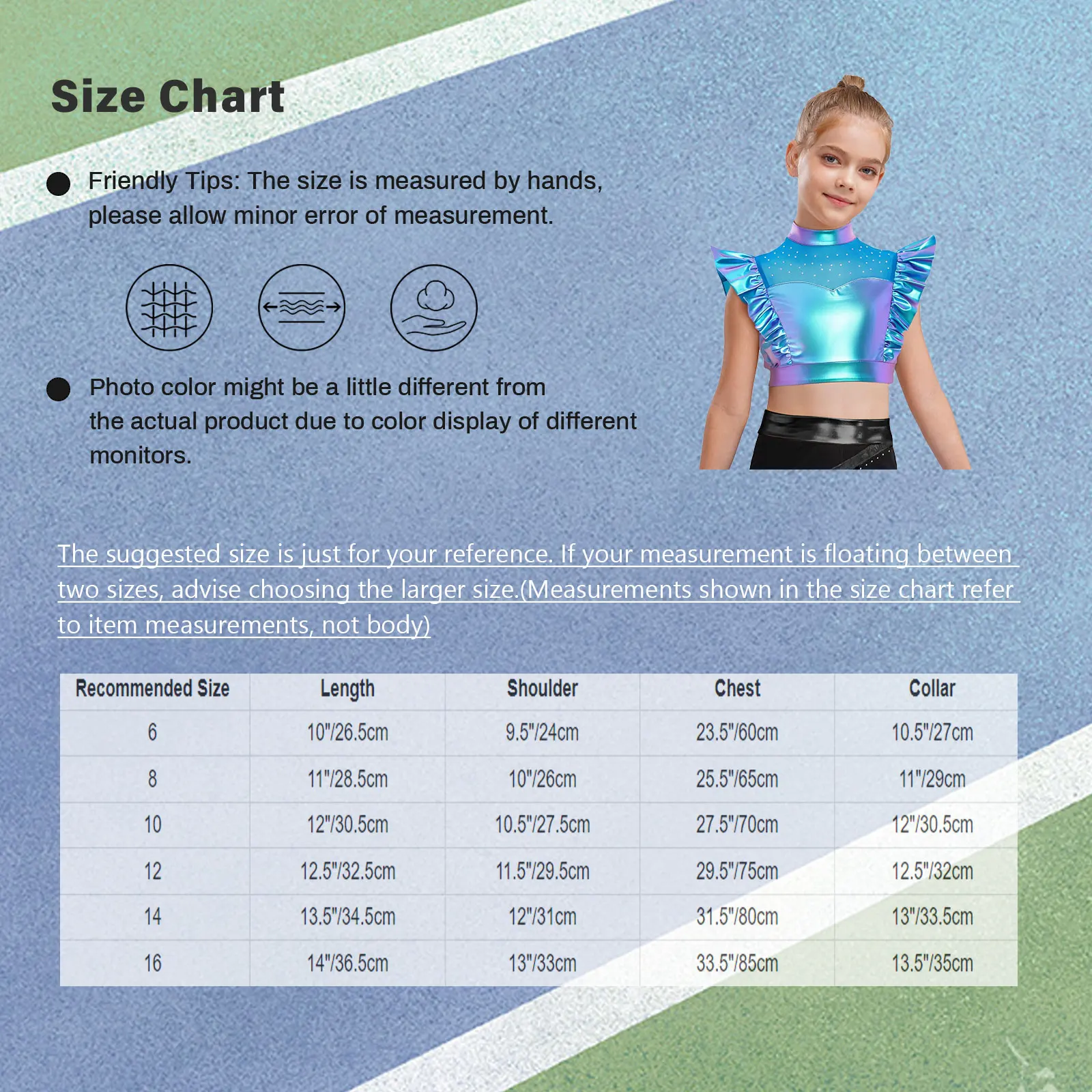 Kids Girl Jazz Hip-Hop Dance Outfit Cheerleading Performance Set Rhinestone Metallic Crop Top+Shiny Sequins Culottes 2-piece Set image 4