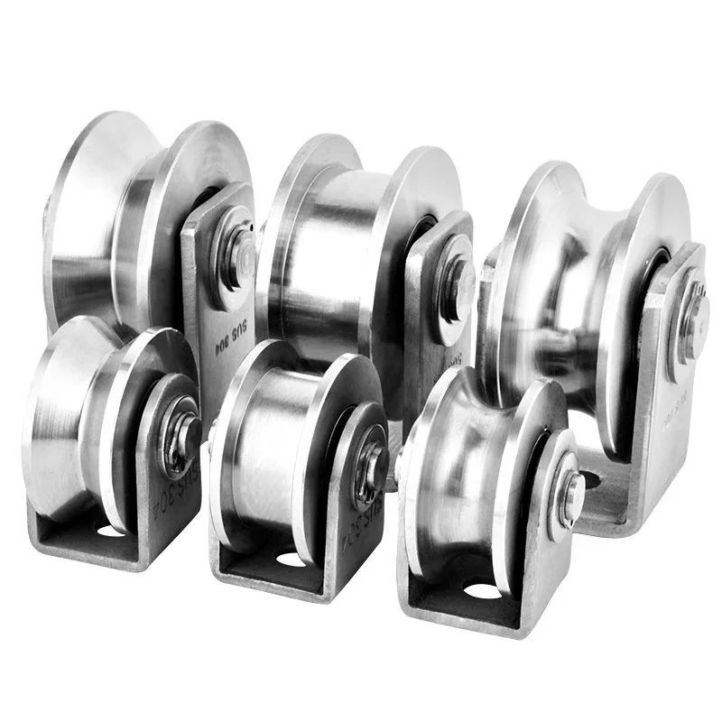 

304 Stainless Steel Pulley Block V Type ,U Type Bearing Track Wheel for Sliding Door,Material Handling and Moving Pulley Roller