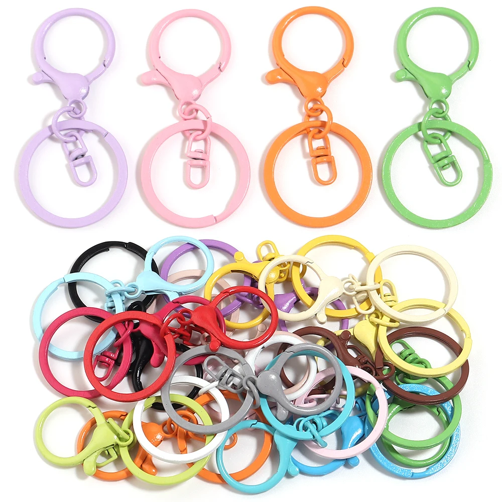 10 Stück 30mm Schlüsselanhänger Bunte Metall-Karabinerhaken Schlüsselringe für Schmuckherstellung DIY Schlüsselanhänger Zubehör – Detail 5