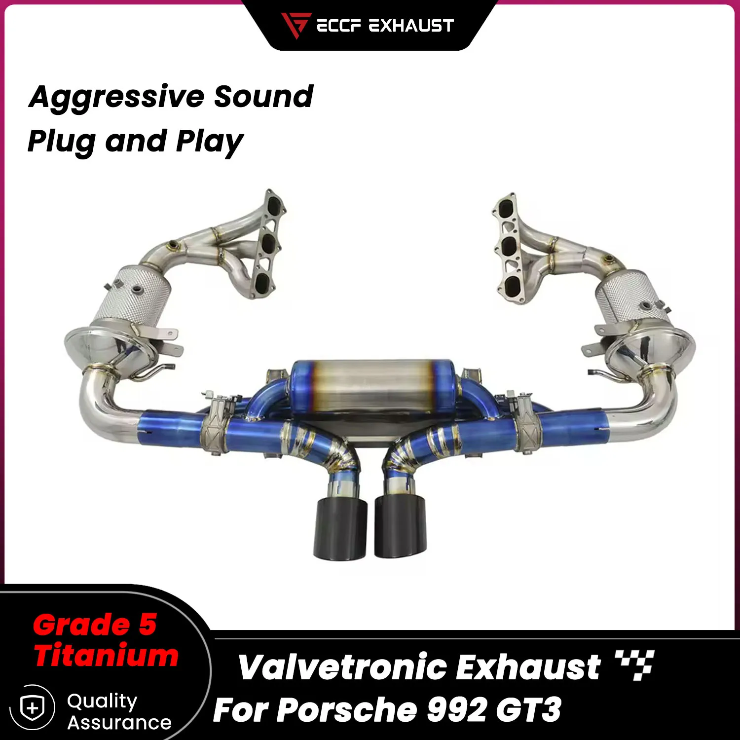 

TItanium Sporty Catback Exhaust With Headers for Porsche 992 GT3 Freely Adjustable Sound Control Easy Installation