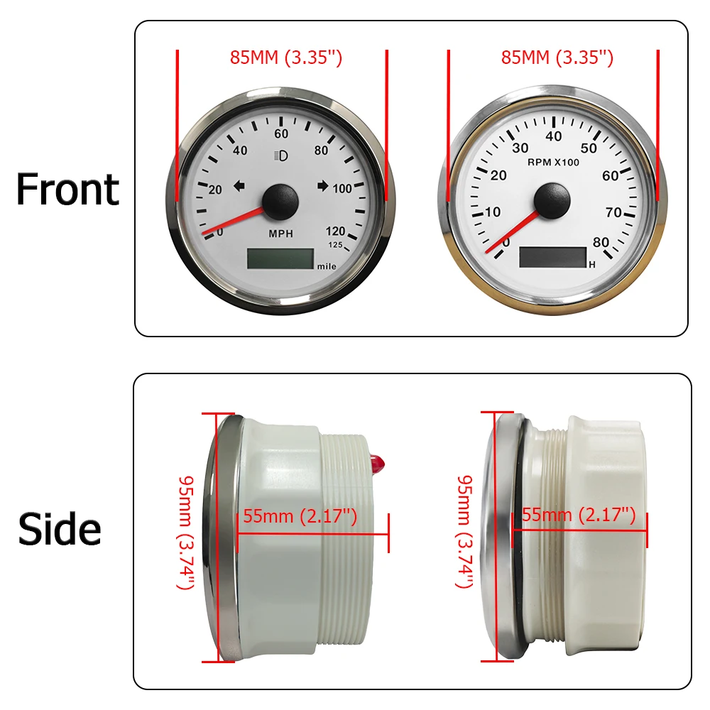 

Rhaxel 85MM GPS Speedometer 0-125KM 200MPH Odometer with Tachometer 8000RPM REV Counter with Backlight for Car Motorcycle Truck