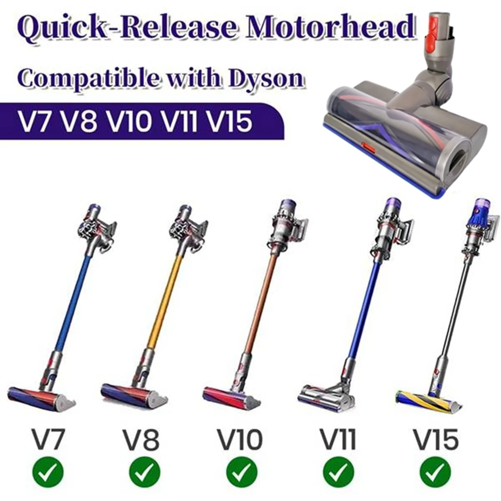 رأس فرشاة محرك مباشر ABUS متعدد الأسطح سريع التحرير لـ Dyson V7، V8، V10، V11، V15 - مثالي للسجاد والأرضيات الصلبة