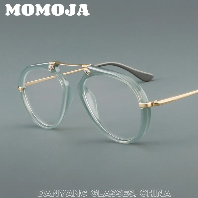 

MOMOJA оправа для очков-пилотов, ацетатная титановая оправа с двойным лучом, патентная эластичная оправа для очков, новинка 2025, LK0473