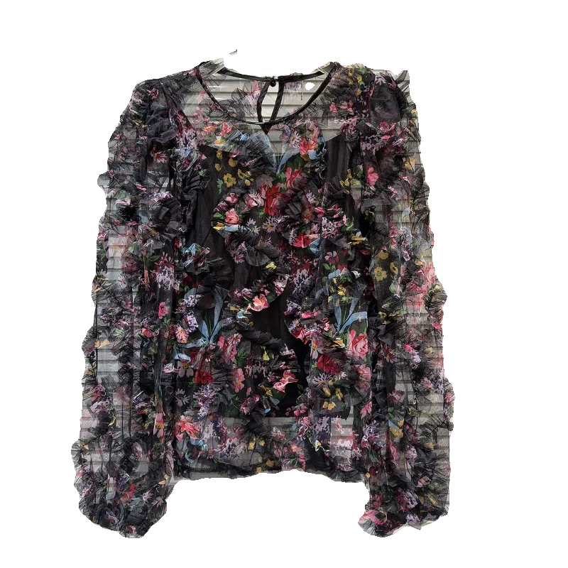 เสื้อชีฟองแต่งระบายลายดอกไม้ใหม่ประจำฤดูใบไม้ร่วงปี 2025 ของ Sweet Sle ทรงปกติ แขนยาว คอกลม สำหรับผู้หญิง