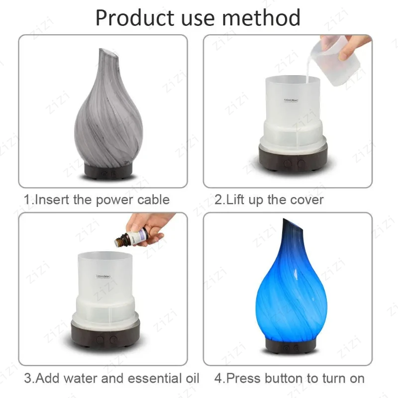 Glass Craft Slanted Mouth Vase Shaped Aromatherapy Machine USB Rainbow Light Humidification Aromatherapy Machine image 6