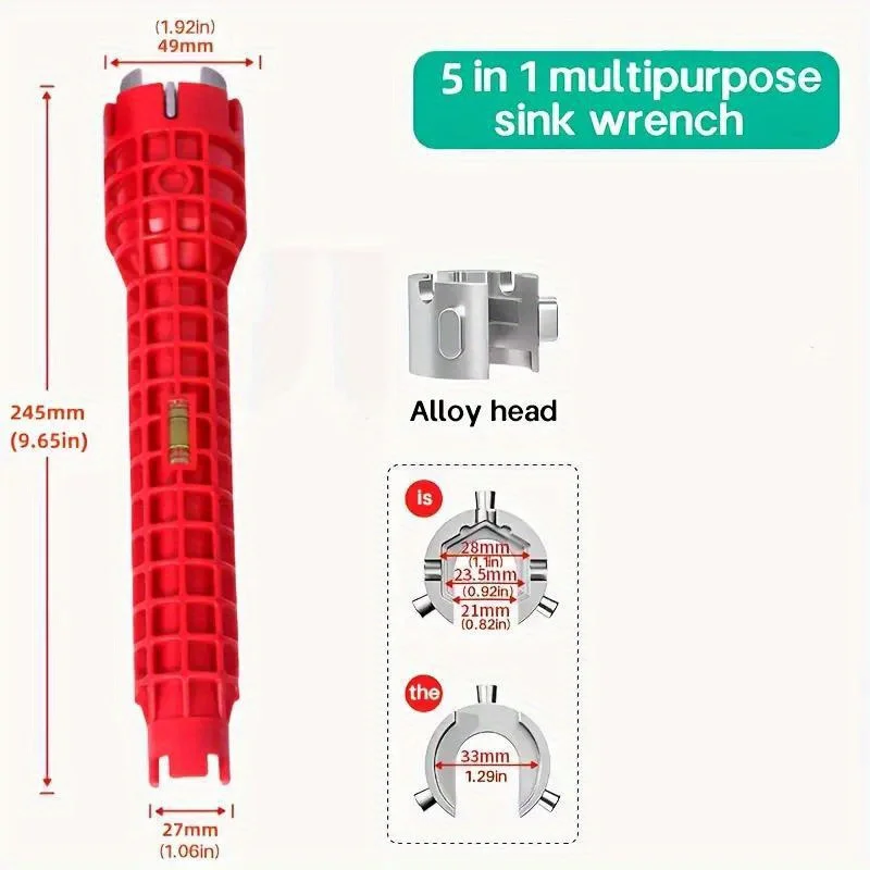 5-in-1 Multi-Functional Sink Wrench: Heavy-Duty Plastic Construction, Fits Most Faucets, Perfect for Bathroom & Plumbing Repairs