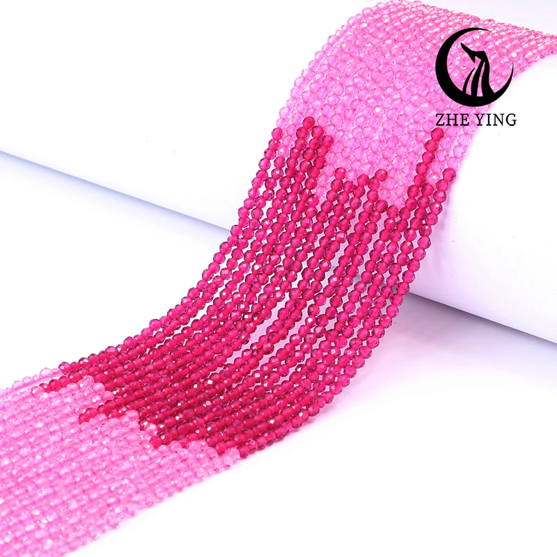 Zhe Ying 10 Strands/lot Gradient Fuchsia Ruby Color Bead Hydro Faceted Crystal Glass Beads for Bracelet DIY Jewelry Accessories