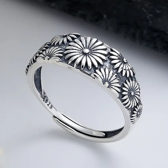 INS Classic Vintage Men\'s Ring Women\'s Ring Silver Punk Hip Hop Cross Opening Couple Commemorative Tail Ring Jewelry Gift