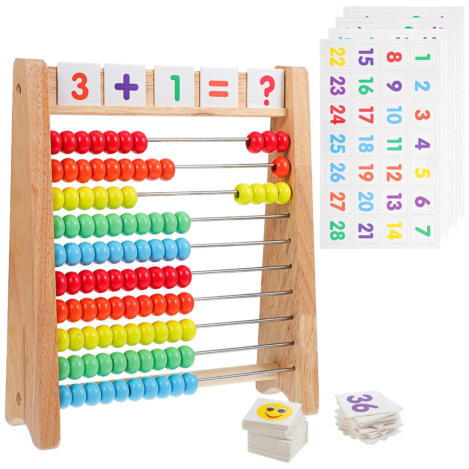 

Wood Abacus Math Learning Toy 110 Cards Kids Early Education Counting Tools Cognitive Development Toddler Arithmetic Teaching