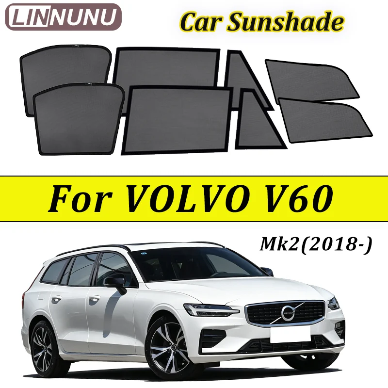 

LINNUNU Magenetic Car Sunshade For VOLVO V60 Mk2 2018-2026 Side Window Mesh Curtain UV Protection Privacy Interior Accessories