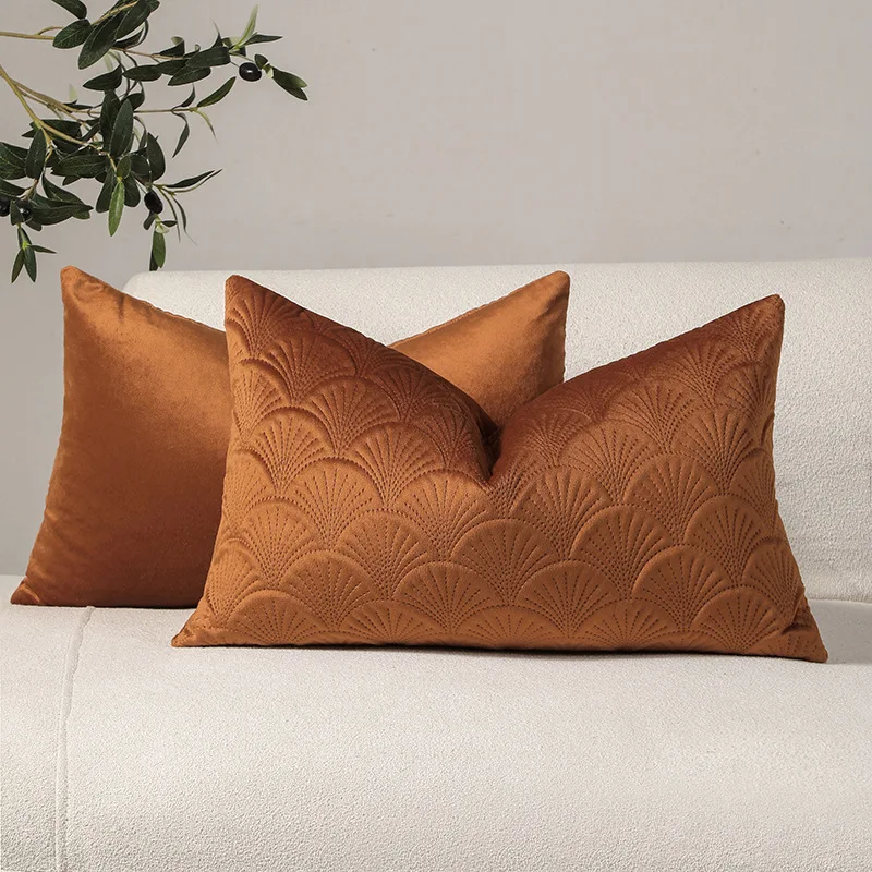 Retro Velvet knurling Throw Pillowcase 30x50/40/45/50cm Shell Pattern Warm embrace Cushion Cover For Living Room Sofa Home Decor