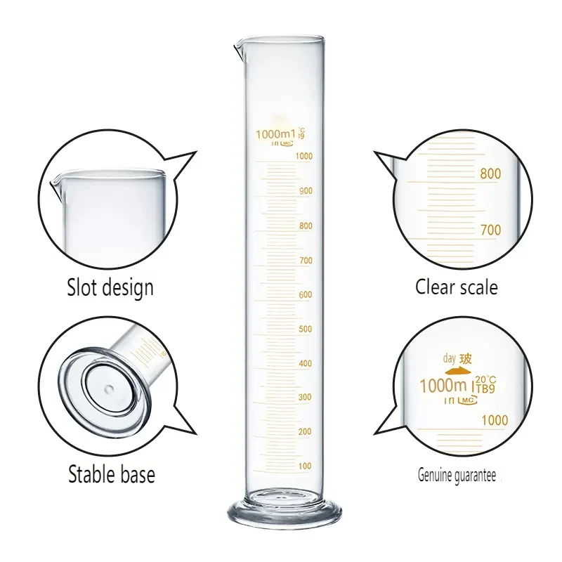 5/10/20/25/50/100/250/500/1000/2000ml Lab Lead-free Glass Graduated Measuring Cylinder