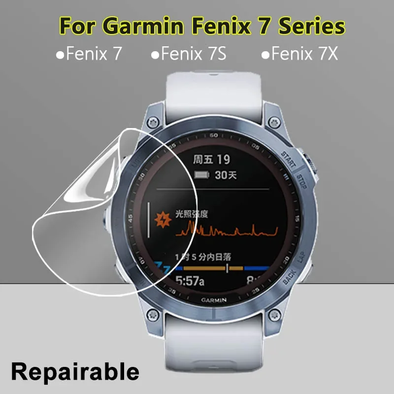 Ultra Clear Slim Screen Protector For Garmin Fenix 7 7S 7X Epix SmartWatch Soft TPU Repairable Hydrogel Film -Not Tempered Glass