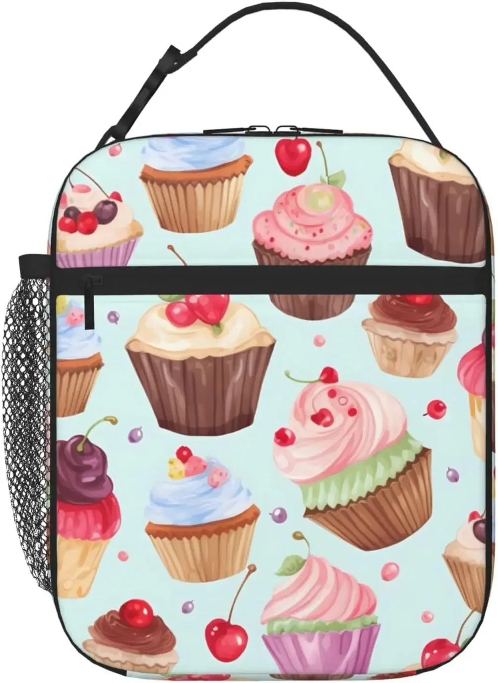 Kururi Cupcake Insulated Lunch Bag for Women Men Waterproof Lunch Tote Reusable Lunch Cooler Bag For Work Office Picnic Travel