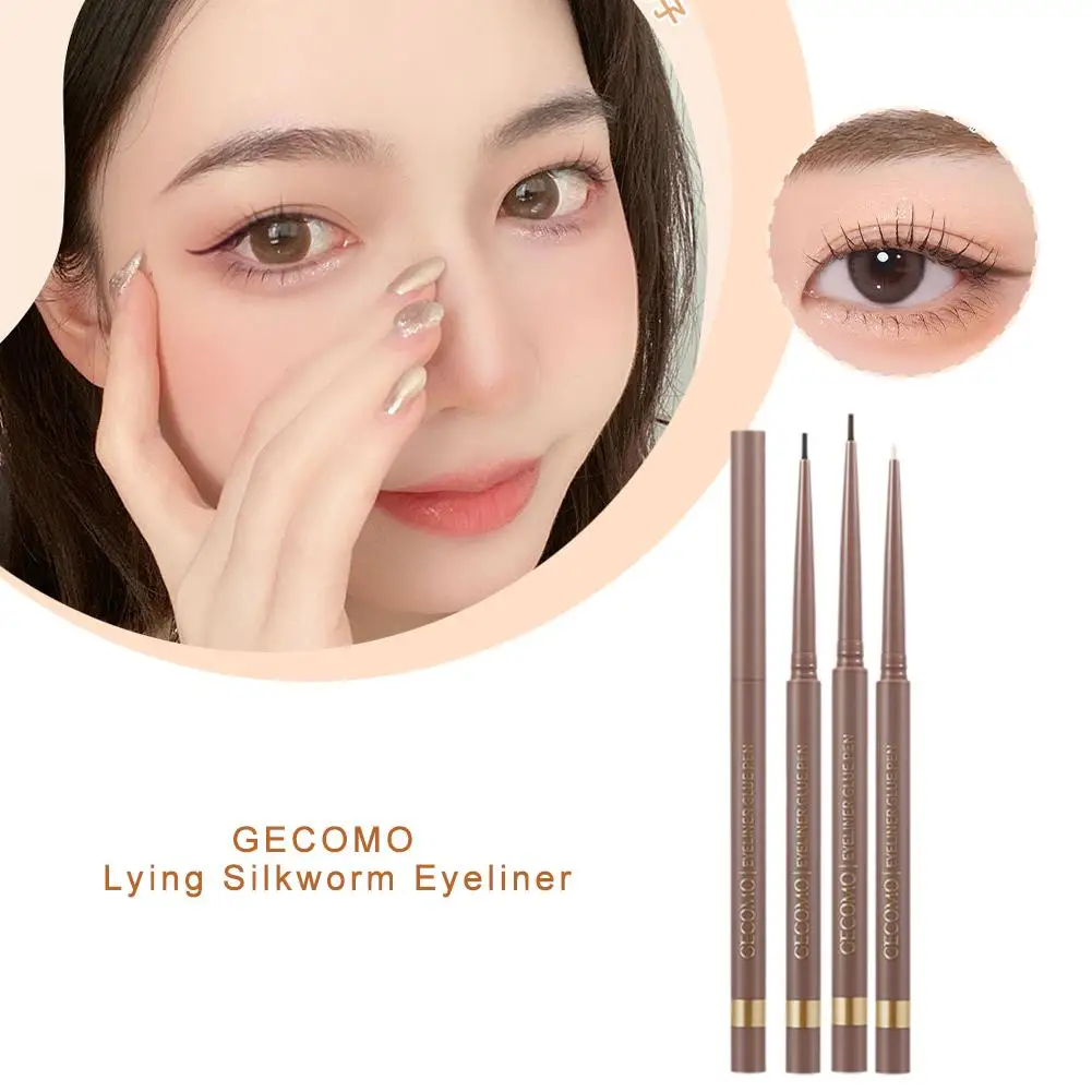 Penna Eyeliner liquido impermeabile ad asciugatura rapida Ultra-fine marrone duraturo trucco occhi matita Eyeliner sdraiato nero baco da seta opaco A0V4