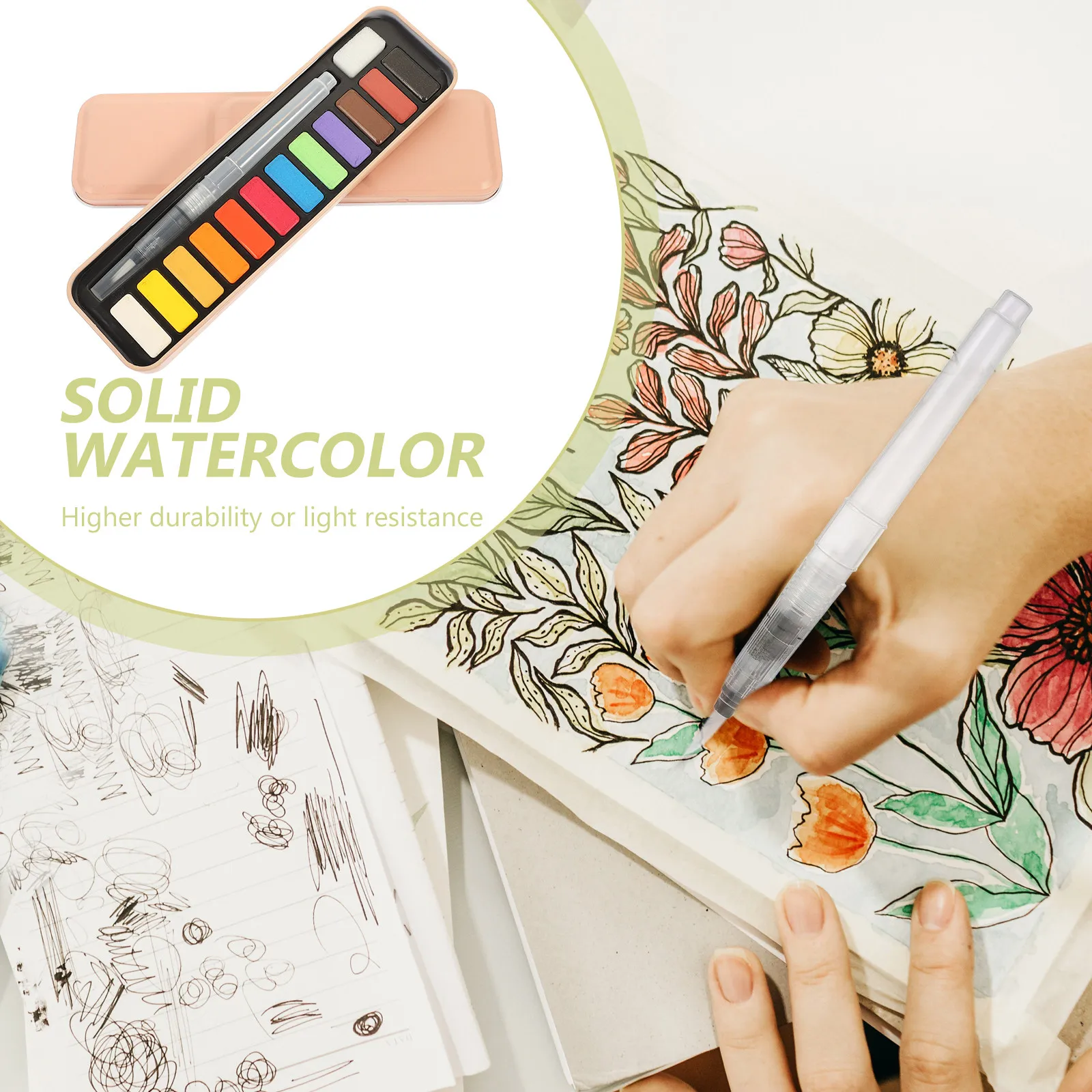 Watercolor Pigment Kit for Students Artists Solid Non-Toxic Eco-Friendly Painting Supplies Starter Watercolor Set Portable