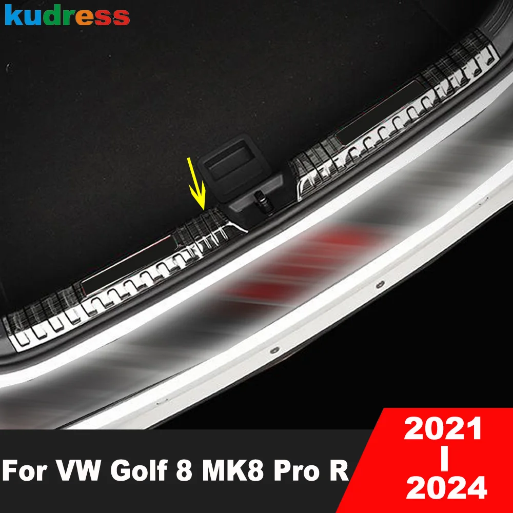 

For Volkswagen VW Golf 8 MK8 Pro R 2021-2024 Steel Car Rear Trunk Bumper Cover Trim Tailgate Door Sill Plate Guard Accessories