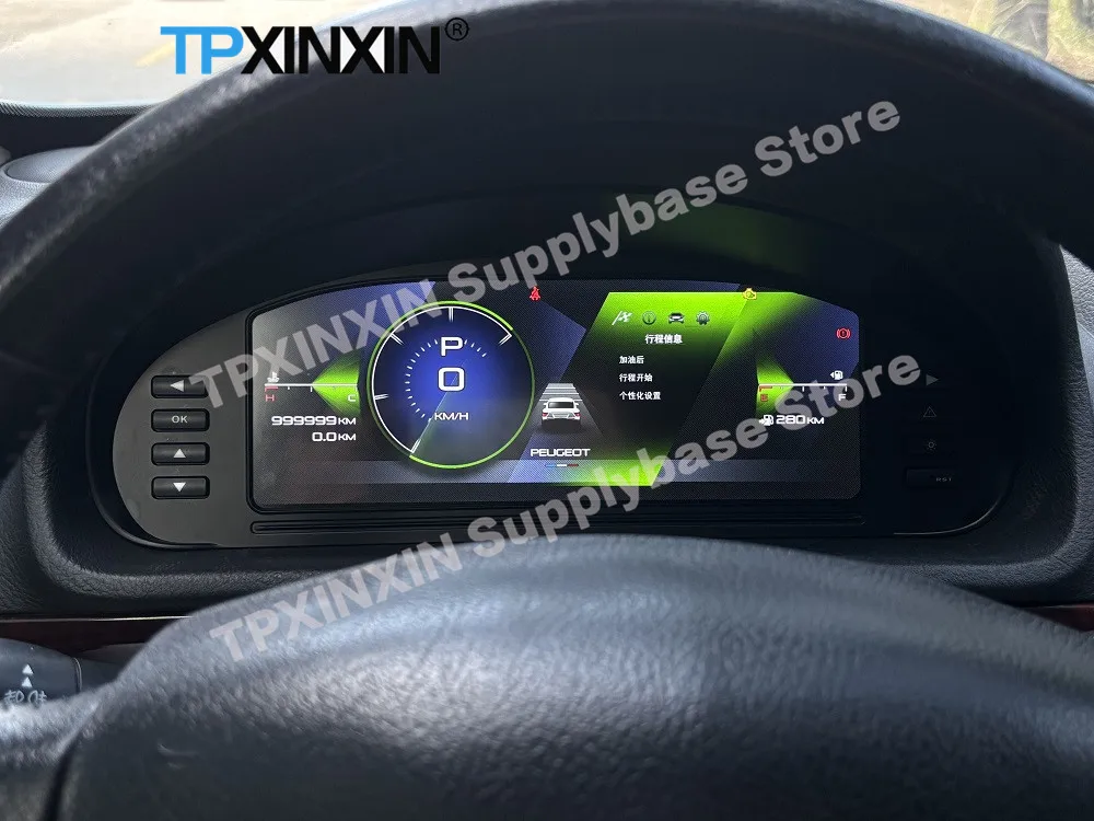 10.25 Display Dashboard+7 Inch Android Radio For Peugeot 407 2004~2010 Digital Performance Fuel Gauge Odometer steering wheel