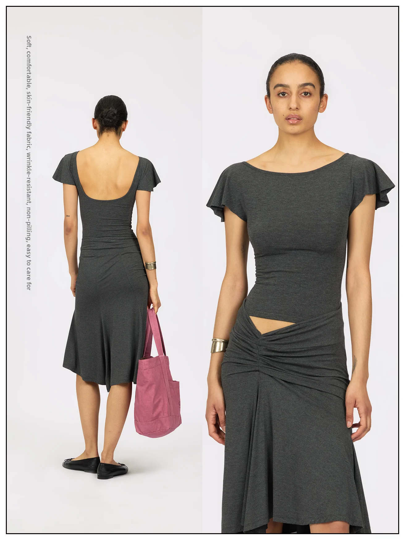 

Slim Fit Fax Copy Expr ternoon Stretch Series Small Flng Sve Bal Top Polyester Blend ort Sve U-Ne T-irt