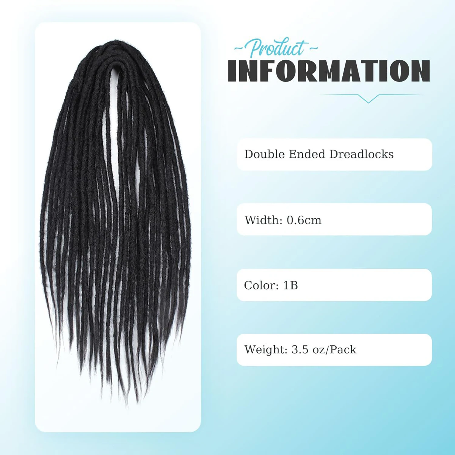 Double Ended Dreadlock Extensions 0.6cm Thin Handmade Soft Synthetic Locs  Hippie Style Crochet Braids for Wome