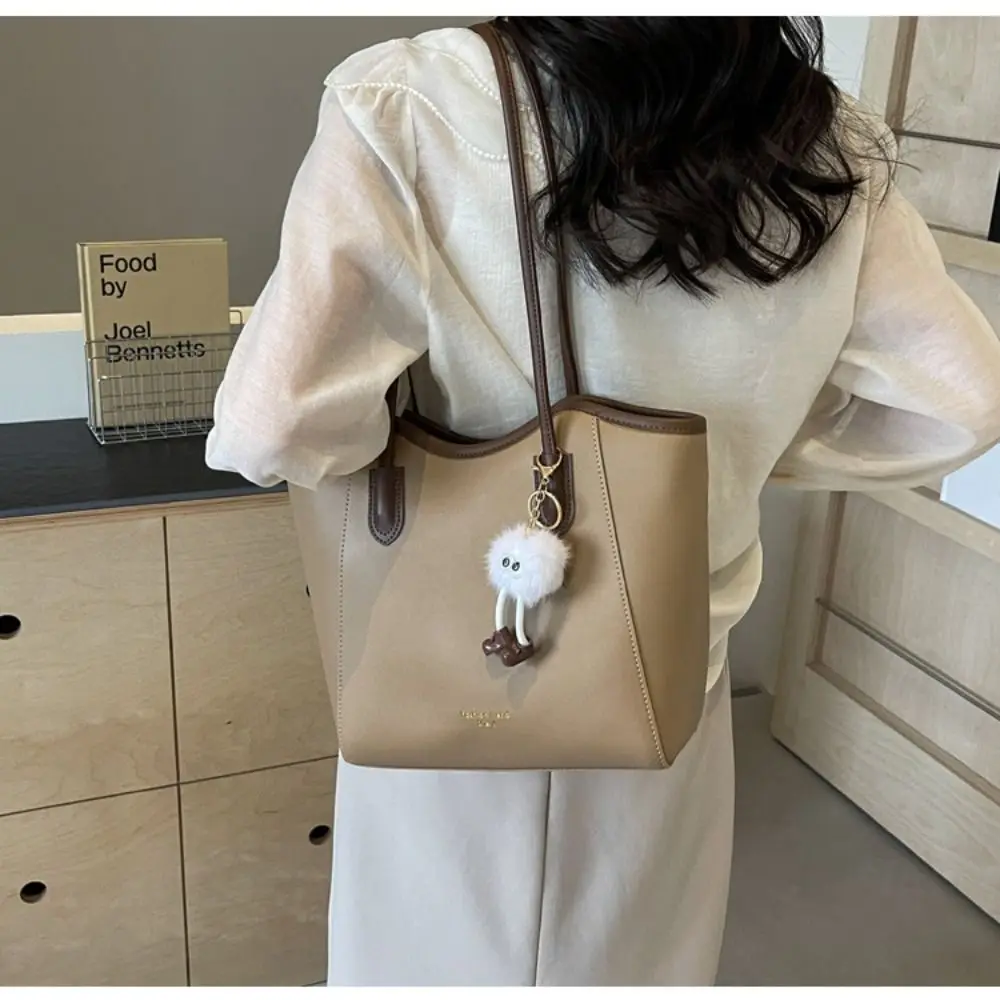 

New PU Leather Tote Bag Casual Large Capacity Handbag Portable Multifunctional Shoulder Bag Women
