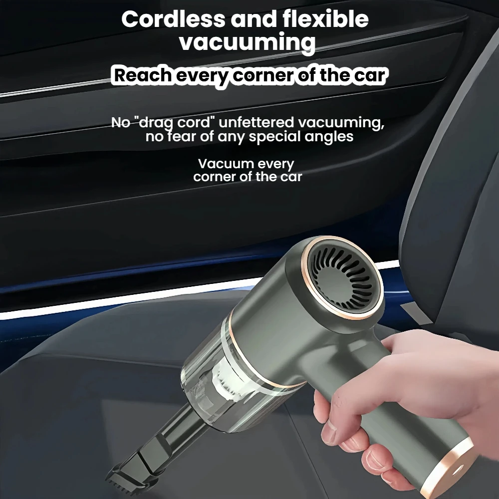 4-in-1 Cordless Car Vacuum & Blower - 120W Powerful Suction, Portable Air Duster for Home/Car, Rechargeable Wet-Dry Cleaner