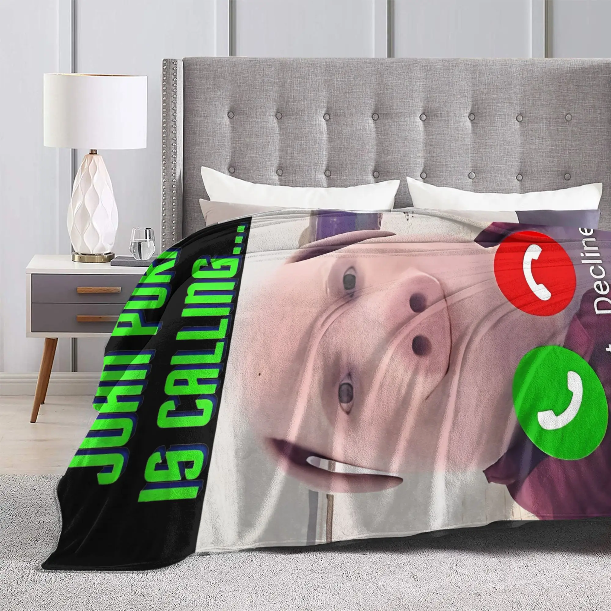 John Pork Is Calling Flannel Blanket  Funny Throw Blankets for  Sofa Bedding Lounge 200x150cm Bedspreads