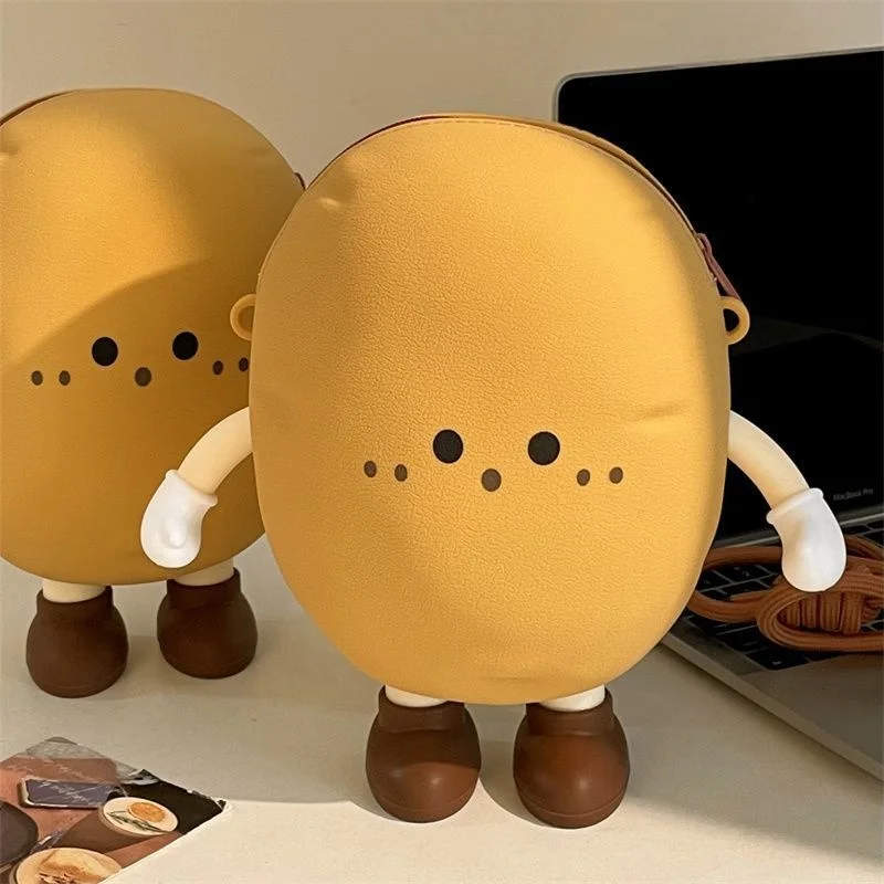 JIAERDI Cute Potato Shoulder Bags Women Cartoon Silicone Circle Crossbody Bag Ladies Casual Versatile Creative Daily Coin Purse
