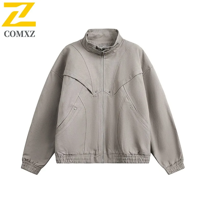 

COMXZ Мужская джинсовая куртка Chaqueta, легкая винтажная рабочая одежда для рыбалки, повседневная университетская куртка для прогулок, повседневное высококачественное пальто