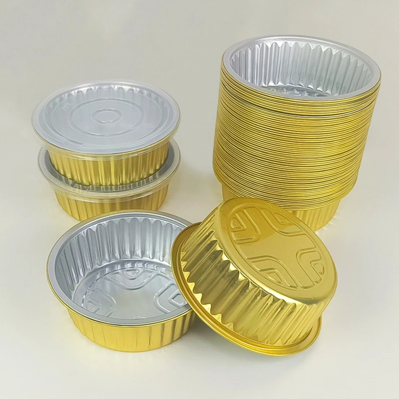 

10Pcs Pack Gold Round Aluminum Foil Containers 800ml Disposable Heat-Resistant Takeaway Tins Heavy Duty Catering Meal Prep Box