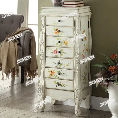 

Шкаф для украшений JC, винтажный комод с окрашенными дверцами и зеркалами, два отделения, шкаф для хранения украшений, шкаф для хранения вещей в спальне.