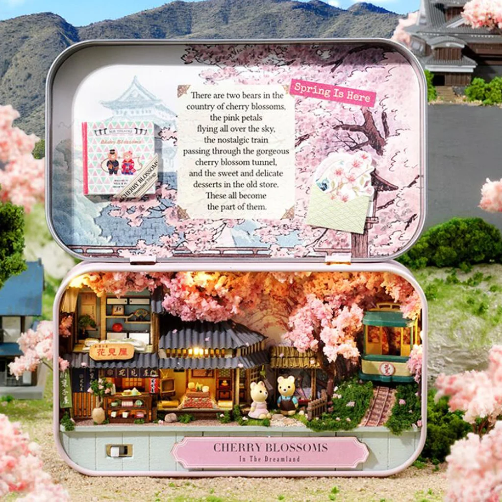 OUZEY Kit de modelo de caja de habitación DIY, "Sakura Bloom", "Candy Wonderland", tema "Lucky Bazaar", decoración creativa de estante de casa en miniatura