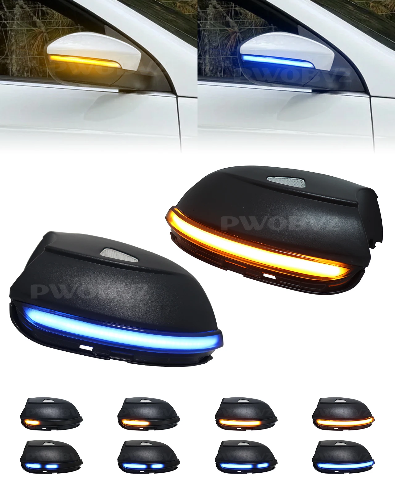 Dynamic Amber Blue Rear View Mirror Turn Signal Light Blinker Light For VW Passat B7 CC Scirocco Jetta MK6 EOS