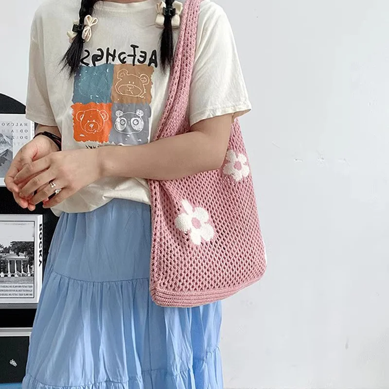 Torebka damska, ażurowa torebka na ramię, modna torebka, super stylowa torebka z dzianiny, torebka podróżna na plażę