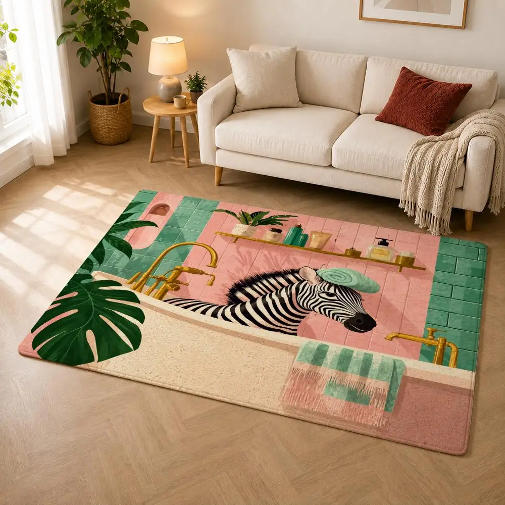 Whimsical Bath Escape Floor Mat Premium Flannel Bath Mat Anti-slip Cloud Feel Rug Durable Machine Washable Floor Carpet