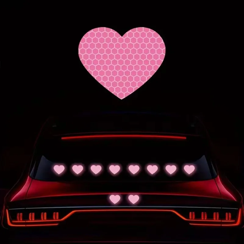 

20Pcs/ Set Heart Shape DIY Self-Adhesive Reflective Stickers Night Safety Warning Decor for Car Motorcycle Window Bumper Tail