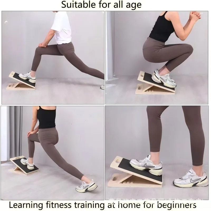`Portable Wooden Adjustable Balance Board Home Calf Stretch Fitness Pedal Multifunctional Tendon Stretching Training Gear`