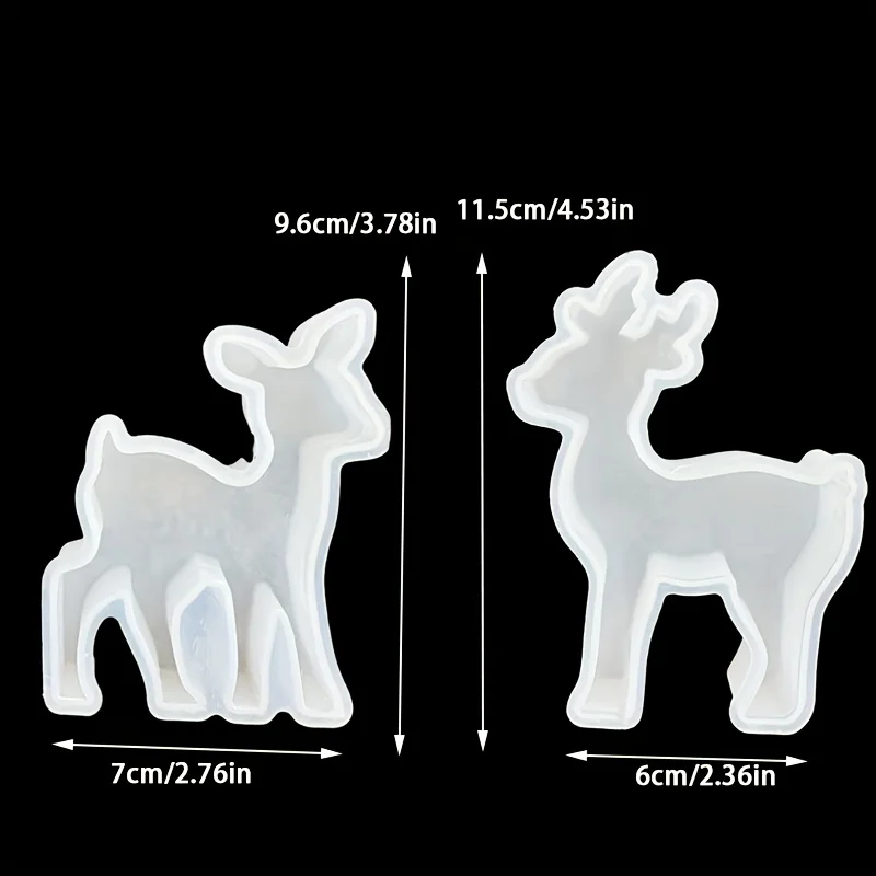 قوالب سيليكون لزينة عيد الميلاد قطعتان - زخرفة الرنة للحرف اليدوية الراتنج والأسمنتية #6