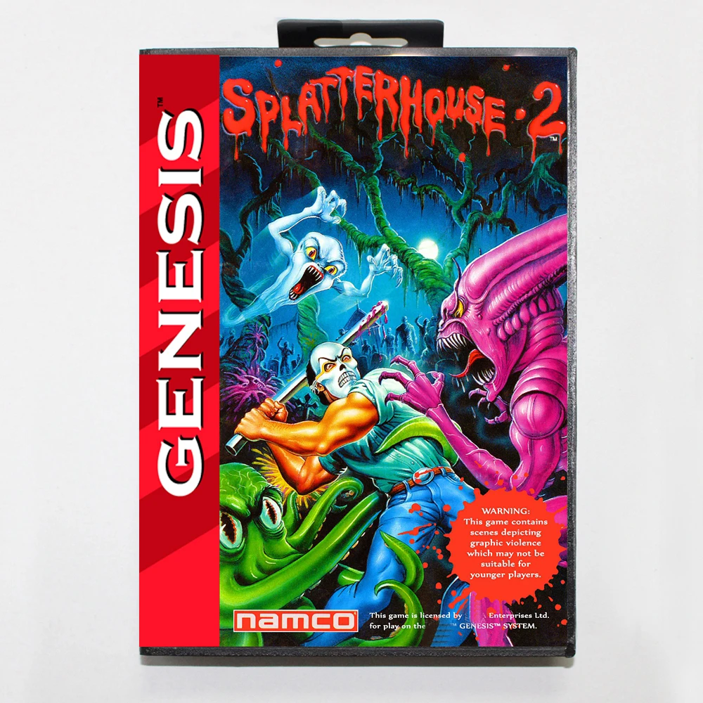 Splatterhouse 2 MD Game Card with Custom US Box for 16 Bit Sega Megadrive Genesis Console