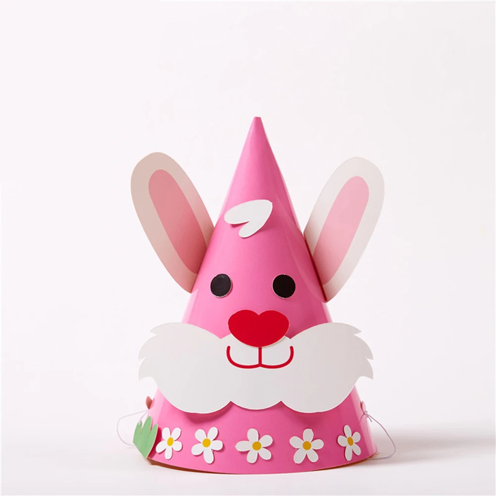 

6PCS Paper Animal Hats DIY Decorative Easter Cosplay Accessories Comfortable Wear Cartoon Party Hat Kids Home nament