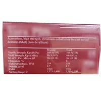 Material de aleación de Co-Cr para dentadura parcial fundida en cobalto y cromo de alto calor para laboratorio Dental de 1kg