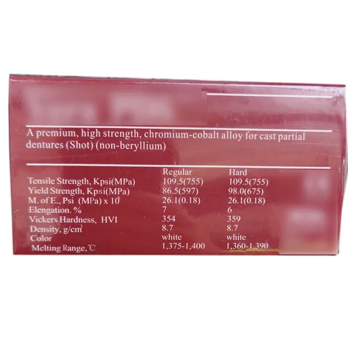 Material de aleación de Co-Cr para dentadura parcial fundida en cobalto y cromo de alto calor para laboratorio Dental de 1kg