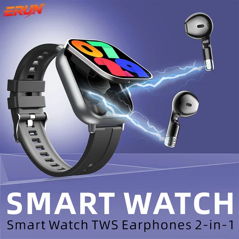 2-In-1 Smart Watch with Earbuds, HD Display, Wireless Calling/Sports Mode/Headphone Control And Connection/Weather Display/Nfc, Fashionable And Useful Smart Watch, Best Holiday Gift, Compatible with Android And Iphone