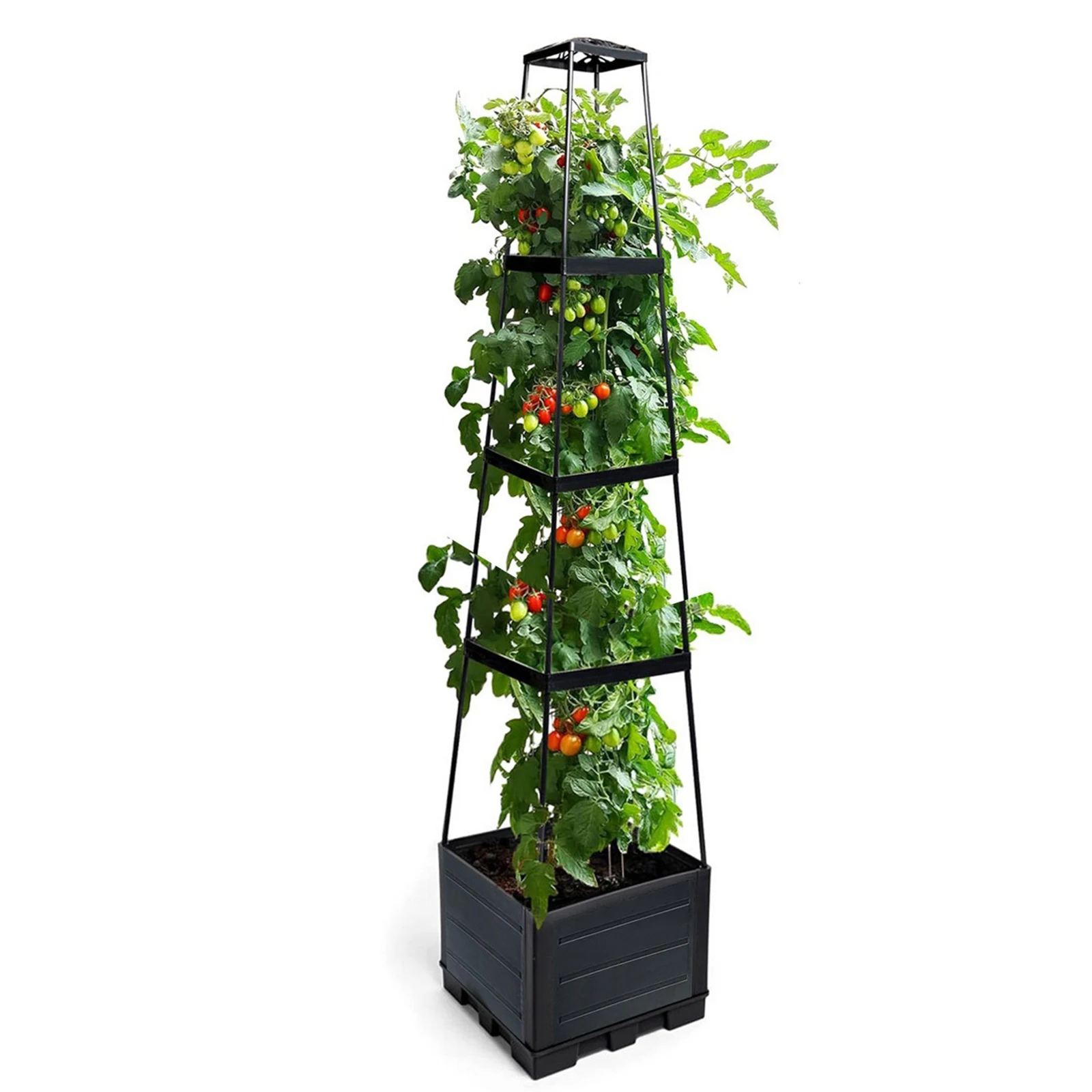 

Raised Garden Bed Planter Box with Trellis Tomatoes Planter Box Tomato Cage Planter for Indoor Outdoor